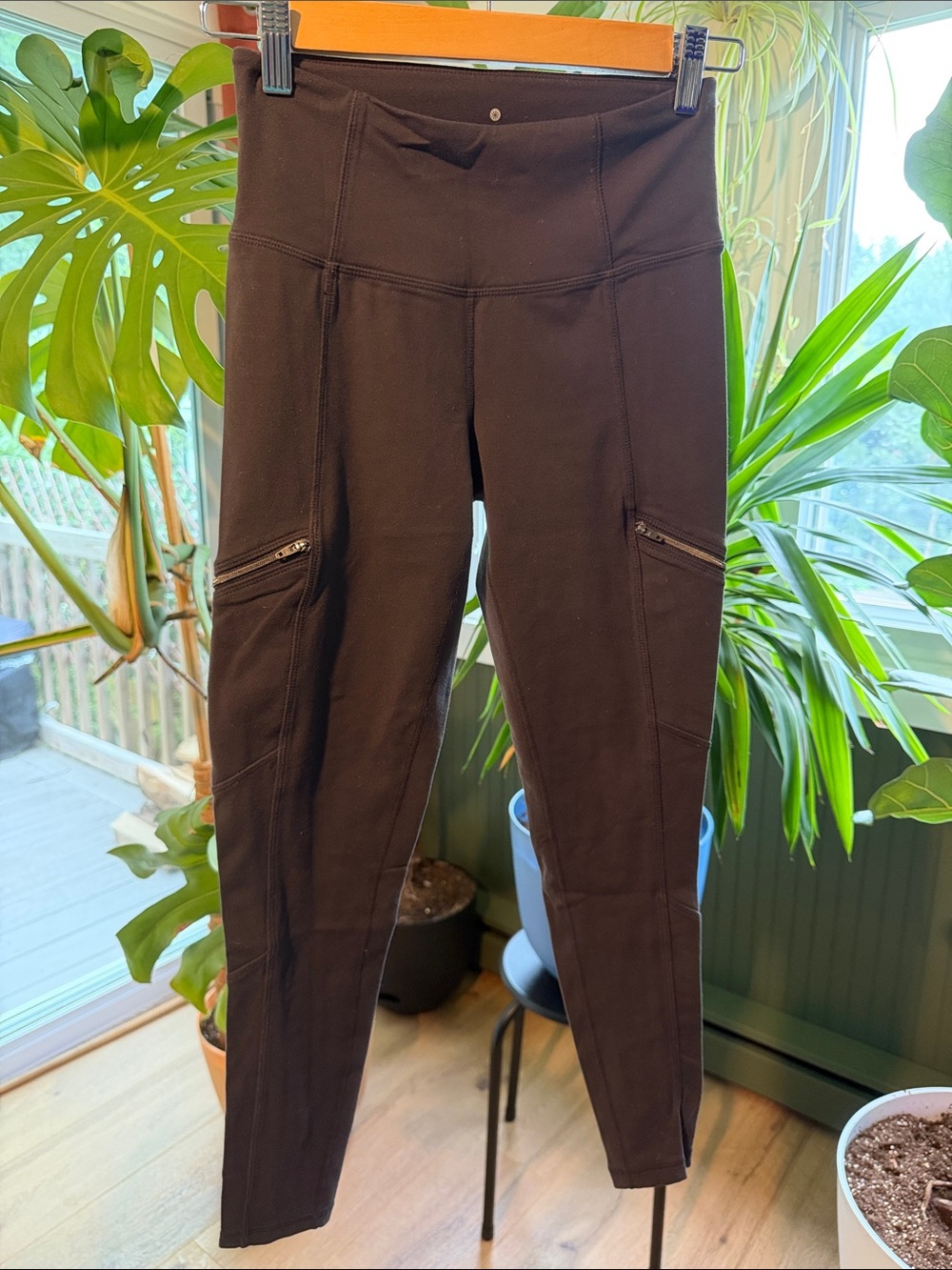Athleta Dark Grey Zip-Pocket High-Rise Leggings